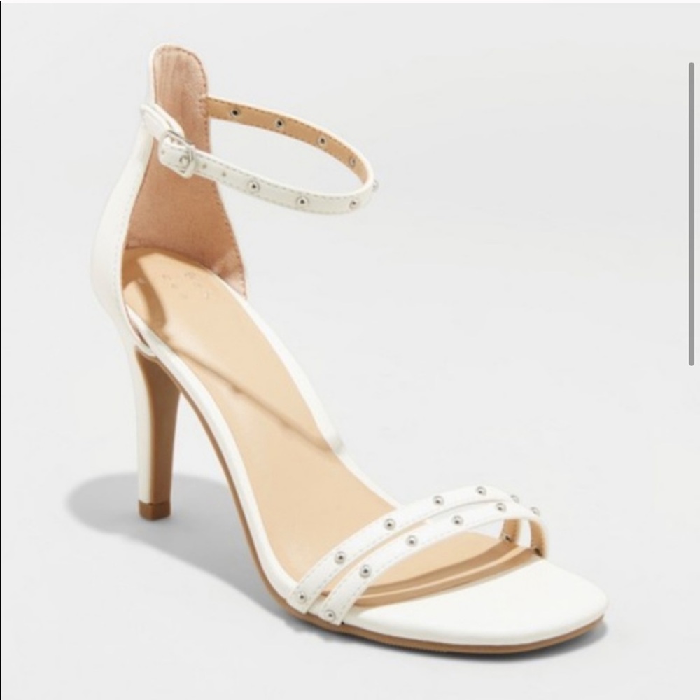 White Studded Heels NWT